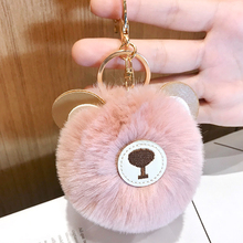 2019 Trinket Fluffy Artificial Rabbit Fur Bear Key Chains Leather Pompom Animal Key Ring CarKey Holder for Women Pendant EH305 2024 - buy cheap