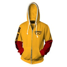 Japan anime One Punch Man Hoodie Saitama Oppai Sensi Print Casual Hooded Sweatshirt Thin Zipper Coat   costume jacket 2024 - buy cheap