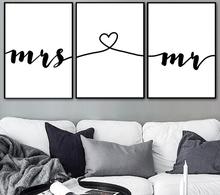 3 Pieces Mr Mrs Love Prints Wedding Sign Wall Art Canvas Painting Nordic Posters And Prints Wall Pictures For Living Room 2024 - buy cheap