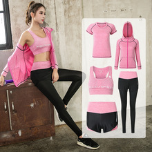 Hot Sale Yoga Set Jacket+tights Pants+short+yoga Shirt+sports Bras 5 Pieces Running Fitness Gym Clothing Outdoor Sport Clothes 2024 - buy cheap