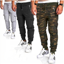 Pantalones de chándal informales de camuflaje para hombre, pantalones de lápiz de retales con muchos bolsillos para hombre, ropa de gimnasio para fitness, pantalones de pista corredores 2024 - compra barato