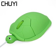 CHUYI мультяшная проводная мышь с милым животным 1000 точек/дюйм оптическая компьютерная мышь USB мини Милая черепаха 3D игровая Забавный подарок для ПК 2024 - купить недорого