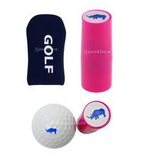 Estampadora de sellos de Golf, marcador con forma de rinoceronte para decoración de pelota de Golf + cubierta de Putter azul, Protector de cabeza de Golf, Colorfast 2024 - compra barato