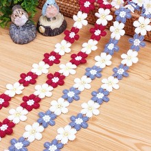 Lace Trim Flower Embroidery 3cm 6 petals chrysanthemum Milk Silk Water Soluble DIY Clothing Sewing Fabric 1 Yard Hot sale 2024 - buy cheap