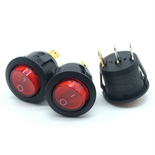 Interruptor basculante redondo de encendido y apagado, luz roja de 23mm de diámetro, 3 pines, 6A/250V, 10A/125V, KCD1-105 de alimentación de CA, 10 unids/lote 2024 - compra barato