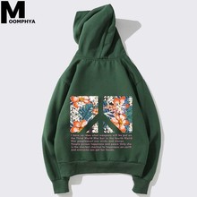 Streetwear Printed floral mens hoodies Letter Anti-war peace printing hooded sweatshirts men Harajuku pullover hoodies men 2024 - buy cheap