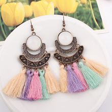 Hot Vintage relief Women's Earring Exaggerate Long Tassel Earrings For Women Jewelry Female Earring Pendientes Brincos 2024 - buy cheap