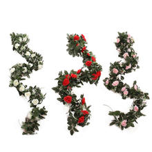 2,4 м искусственный Шелковый цветок розы Вистерия лоза ротанга висячие цветочные гирлянды для свадебной вечеринки украшения дома сада 2024 - купить недорого
