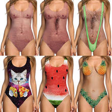 GLANE Engraçado Mulheres One-pedaço Swimsuit Praia Swimwear Empurrar Para Cima Monokini Maiô Biquíni Beachwear Quente 2024 - compre barato