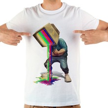 Забавная Мужская футболка ТВ, брендовая летняя белая Повседневная мужская футболка с коротким рукавом jollypeach 2024 - купить недорого