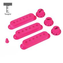 Tooyful Deep Pink Electric Guitar Accessories Set 3pcs Pickup Cover+3pcs Knobs+Switch Tip ABS Plastic Material 2024 - buy cheap