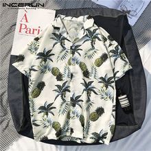 INCERUN 2021 Men Casual Shirt Print Short Sleeve Cotton Streetwear Holiday Beach Hawaiian Shirts Men Blouse camisa masculina 5XL 2024 - buy cheap