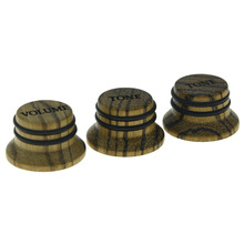 KAISH Zebra Wood Knobs LP/Strat Style Volume Tone Top Hat Wooden Knobs Bell Knob for Metric 5.8mm Shaft Pots 2024 - buy cheap