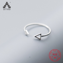 Anillo abierto de triángulo geométrico para mujer, joyería fina, Flexible, minimalista, a la moda, precio de fábrica, 100% Plata de Ley 925 2024 - compra barato