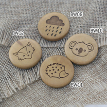 Jewelry Making Supplies Bead 25mm Round Laser Cut Wood Fox Bear Hedgehog Rain Cabochon Charm For DIY Necklace Earring BW0912 4 2024 - buy cheap