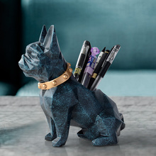 Soporte de resina con forma de perro para bolígrafos, organizador de escritorio, accesorios de oficina, almacenamiento, lapicero de escritorio, regalo artesanal 2024 - compra barato