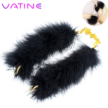VATINE Feathers Metal Handcuffs Role-playing SM Bondage Sex Toys for Couple Adult Games Erotic Slave Restraints Handcuffs 2024 - buy cheap