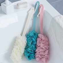 Punho longo escova de banho macio malha dupla lateral volta corpo scribber útil escovas de toalha escova banheiro esponja chuveiro lavagem esfrega 4 2024 - compre barato