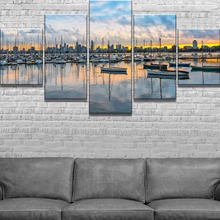 5 Piece Canvas Art Ship Waterfront Skyline Cuadros Decoracion Paintings on Canvas Wall Art for Home Decorations Wall Decor 2024 - buy cheap