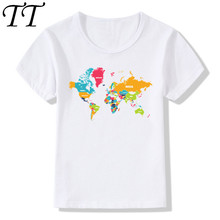 2019 Children Print World Map T-shirt  O-Neck Short Sleeve Summer Kids Girls Boys Streetwear Casual T Shirt Baby Top Tee HKP729 2024 - buy cheap
