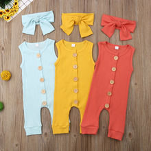 Cute Newborn Baby Boys Girls Sleeveless Solid Romper Jumpsuit Outfits Clothes 0-18M 2024 - buy cheap