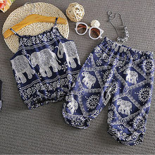 Nova moda bebê menina elefante colete shorts verão roupas traje 2024 - compre barato