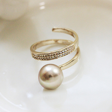 Moda diseño único Tipo Rotatorio café perla marrón Zirconia cúbica anillo abierto anillo ajustable fiesta mujeres joyería 2024 - compra barato
