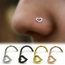 Fashion Crystal Heart Design Nose Rings Stainless Steel Multicolor Nose Studs Hooks Body Piercing Faux Nariz Percing Jewelry 2024 - buy cheap
