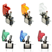 5pcs/lot 6 color 12V 20A Auto Car Vichel Led Toggle Switch With Safety Cover Guard Red Blue Green Yellow White 2024 - buy cheap