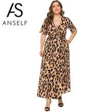 Women Leopard Dress 3XL 4XL 5XL 6XL Plus Size Summer Dress 2020 Short Sleeve Beach Boho Dresses Elegant Ladies Long Maxi Dress 2024 - buy cheap