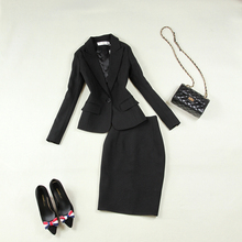 Conjunto de dos piezas formado por chaqueta y falda para mujer, traje pequeño y sencillo, color negro, para Otoño e Invierno 2024 - compra barato