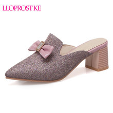 Lloprost ke 2019 new fashion slingback sandals women shoes pointed toe bowknot summer shoes high heels mule shoes woman D982 2024 - buy cheap
