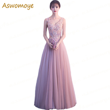 Elegance V-neck Evening Dresses 2019 a Line Organza a Line Prom Dress Embroidery Robe De Soiree Formal Banquet Dresses 2024 - buy cheap