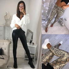 Mallas con estampado de leopardo y Animal para mujer, Leggings de piel sintética, ajustados, elásticos, de longitud completa 2024 - compra barato