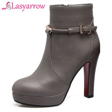 Lasyarrow 2018 Fashion Big size 33-46 Ankle Boot Short Autumn winter Sexy Women's Zipper High Heels Wedding Party shoes Woman 2024 - buy cheap