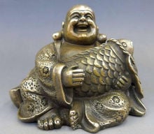 Buda maitreya esculpido em latão chinês, buda feliz, busca moedas, estátuas pequenas, requintadas 2024 - compre barato