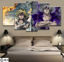 5 Panel The Seven Deadly Sins Anime Characters Canvas Painting Printed For Living Room Wall Art Decor Picture Artworks Poster 2024 - buy cheap