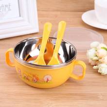 3pcs Children's Tableware Set Baby Kids Feeding Bowl+Cover+Spoon+Fork Toddler Kids Learning Dishes Infant Baby Dinnerware 300ml 2024 - buy cheap