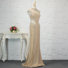 Ssyfashion vestido de noite estilo sereia, lantejoulas, artesanal, champanhe, sexy, slim, rabo de peixe, vestido formal de baile 2024 - compre barato