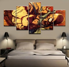 Arte de pared en lienzo, pintura de Animal, póster de 5 piezas, decoración del hogar, sala de estar, Anime, One-Punch Man, Saitama, lienzo impreso, imágenes de ilustraciones 2024 - compra barato