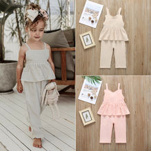 Citgeett Summer Toddler Kids Baby Girl Ruffle Romper Solid Color Jumpsuit Casual Outfit Summer 2024 - buy cheap