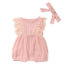 Summer Newborn Kid Baby Girl Lace Ruffle Romper Jumpsuit Headband Outfit Clothes 2024 - buy cheap
