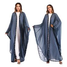 Dubai Abaya Women Muslim Open Cardigan Islamic Beabed Batwing Sleeve Jilbab Robe Kimono Turkish Loose Ladies Prayer Arab Dresses 2024 - buy cheap