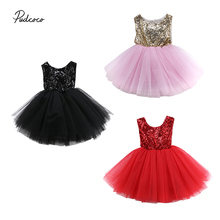 Princess Birthday Party Dress 2018 New Kids Baby Flower Girls Sequins Heart Back Gown Tutu Dresses Bridesmaid Sundress Clothing 2024 - buy cheap