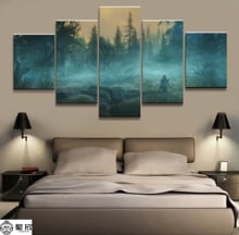Home Decor Modular Canvas Picture 5 Piece Elder Scrolls V Skyrim Game Painting Poster Wall For Home Canvas Painting Wholesale 2024 - buy cheap