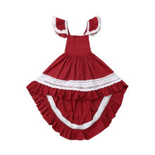 От 1 до 6 лет асимметричное кружевное платье с оборками для маленьких девочек праздничные платья без рукавов для маленьких девочек Рождественская одежда 2024 - купить недорого