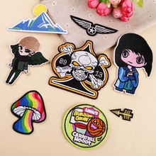 PGY 1PCS Fine Wings Skull Patch Morale Iron On Biker Wings Back Patches Badge Punk Coloured mushroom Embroidery Arrow Patches 2024 - buy cheap