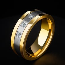 New Design 8mm Tungsten Rings For Men Gold Plating Wedding Bands Two Tone 3 CZ Stone Promise Marriage Size 7-11 for Bride 2024 - buy cheap