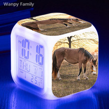 Horse LED Alarm Clock 7 Color Changing Glowing Digital Clock Kids Festival Gift Multifunction Desktop Electronic Watches Clock 2024 - buy cheap