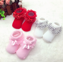 Newborn Infant Kids Baby Girls 0-12M Lace Cotton Socks Bowknot Lace Warm Frilly Sock 3 Colors 2024 - buy cheap